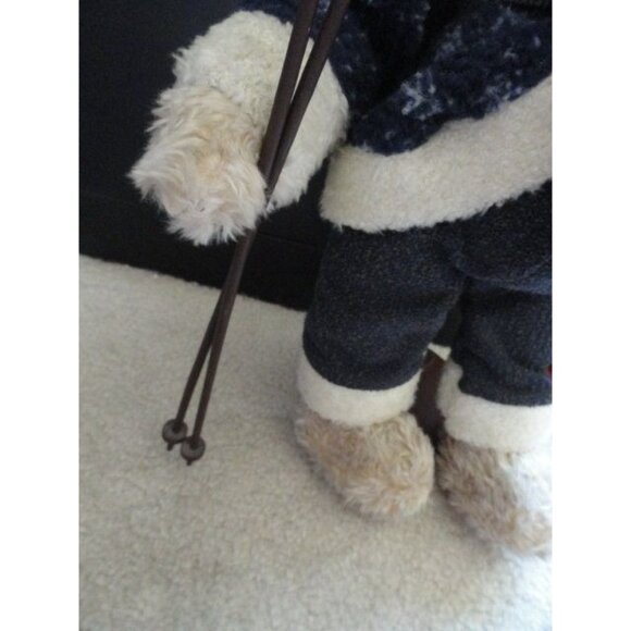 Vtg Plush Teddy Bear With Alpine Snow Skis & Poles 18″ Winter Scarf Stocking Cap - Picture 6 of 9